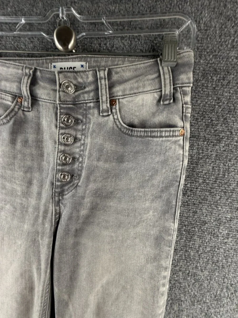 Paige Cindy Crop 24 Denim Gray Jeans Cotton Blend Soft Faded Asphalt ACTL 24X26